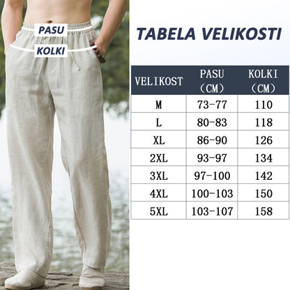 Moške vrhunske 100 % evropske lanene ohlapne hlače za prosti čas